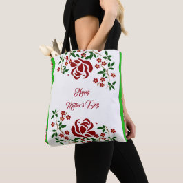 Moederdag Red Roses Floral Foliage Greenery Cute Tote Bag
