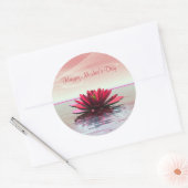 Moederdag Red Water Lily Ronde Sticker (Envelop)