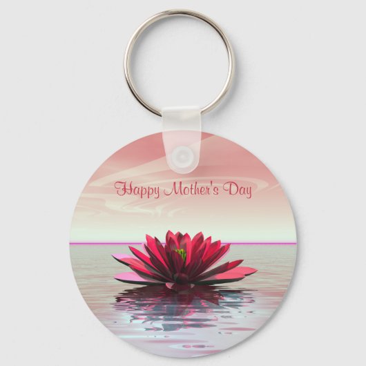 Moederdag Red Water Lily Sleutelhanger (Voorkant)