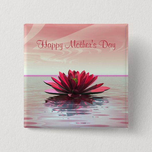Moederdag Red Water Lily Vierkante Button 5,1 Cm (Voorkant)