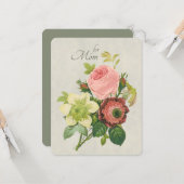 Moederdag Redouté roze roze Centifolia CC113 Kaart (Voorkant / Achterkant in situ)