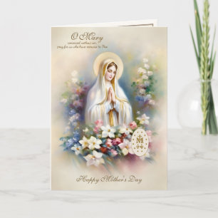 Moederdag Religieus Bloemstuk Maagd Maria  Kaart