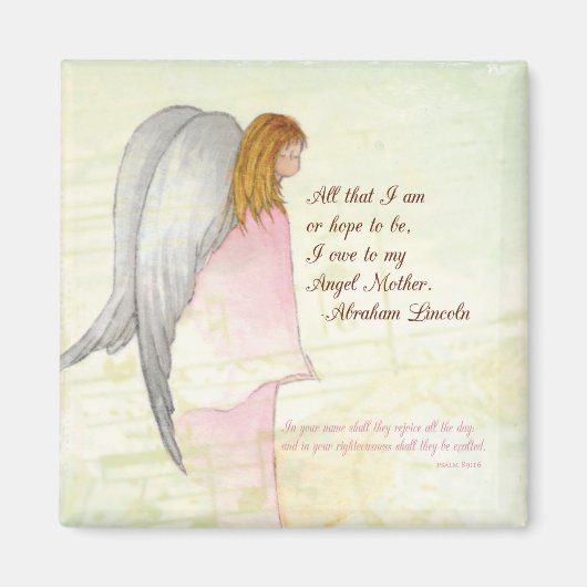 Moederdag Religieuze Angel, Square Gift Magneet (Voorkant)
