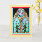Moederdag Religieuze Kaart met kerkvenster (Gele Bloem)