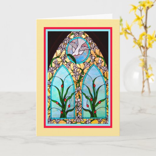 Moederdag Religieuze Kaart met kerkvenster (Gele Bloem)