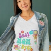 Moederdag Retro Groovy Floral Beste Mam Ooit T-shirt