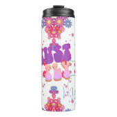 Moederdag Retro Groovy Fly Floral Thermosbeker (Voorkant)