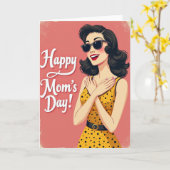 Moederdag Retro Stijl Kaart (Gele Bloem)