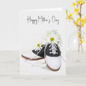 Moederdag Retro zadelschoenen met madeliefjes Kaart (Gele Bloem)