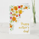 Moederdag rode gele bloem  folie wenskaart (Voorkant)