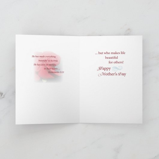 Moederdag, rode rozen, religie kaart (Binnen)