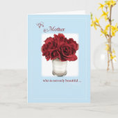 Moederdag, rode rozen, religie kaart (Gele Bloem)