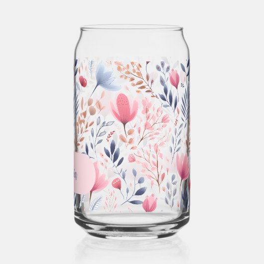 Moederdag Romantische Roze Bloemen Aangepaste naam Blikvorm Glas (Achterkant)