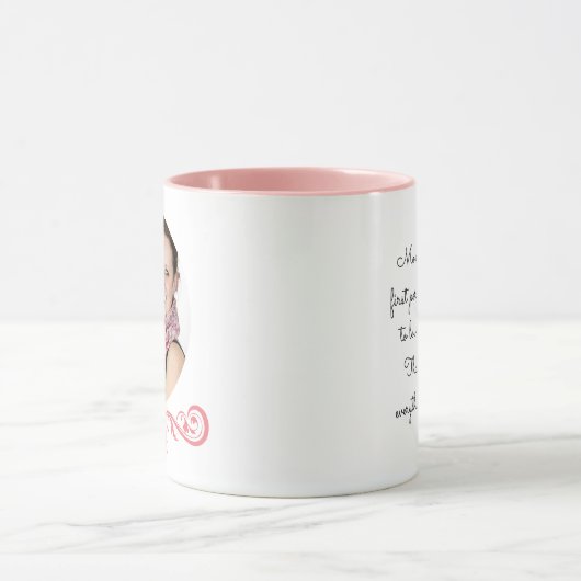 Moederdag Ronde foto-laat-roze koffie Mok (Midden)