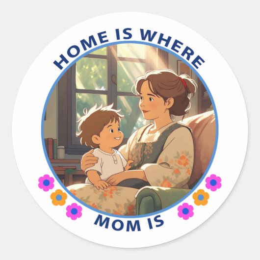 Moederdag Ronde Sticker (Voorkant)