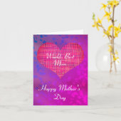 Moederdag rood hart gevouwen Wenskaart Kaart (Gele Bloem)