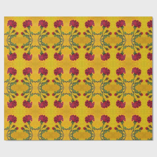 Moederdag rood rozenpapier cadeaupapier (Vlak)