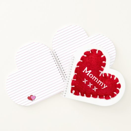 Moederdag rood vilt hart notitieboek (Binnen)