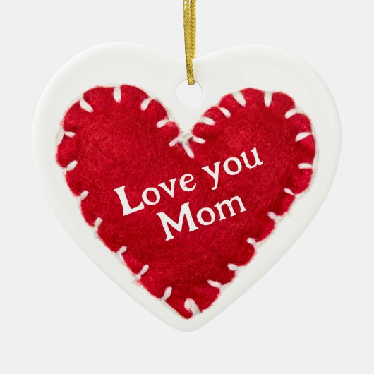 Moederdag rood vilt hart opknoping decoratie (Voorkant)