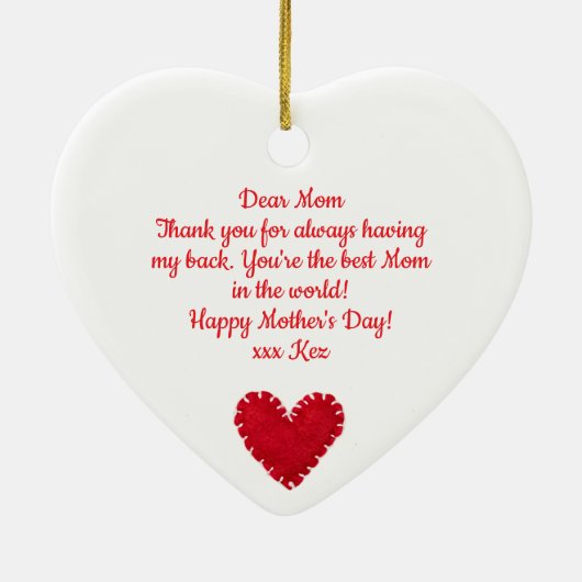 Moederdag rood vilt hart opknoping decoratie (Achterkant)