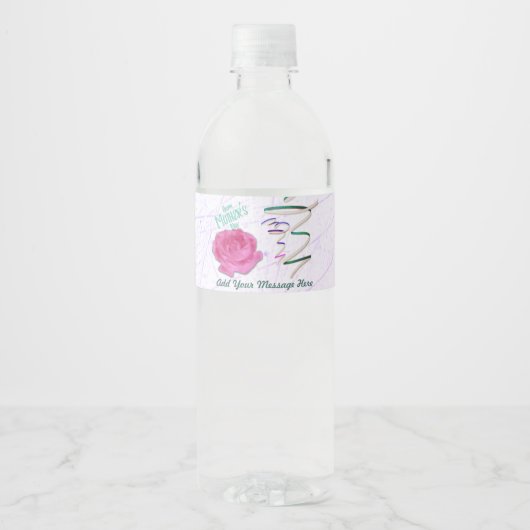 Moederdag Roos en Confetti Waterfles Etiket (Voorkant)