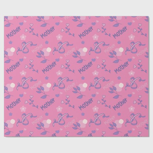 Moederdag roos en lila Verpakkingsdocument Cadeaupapier (Vlak)