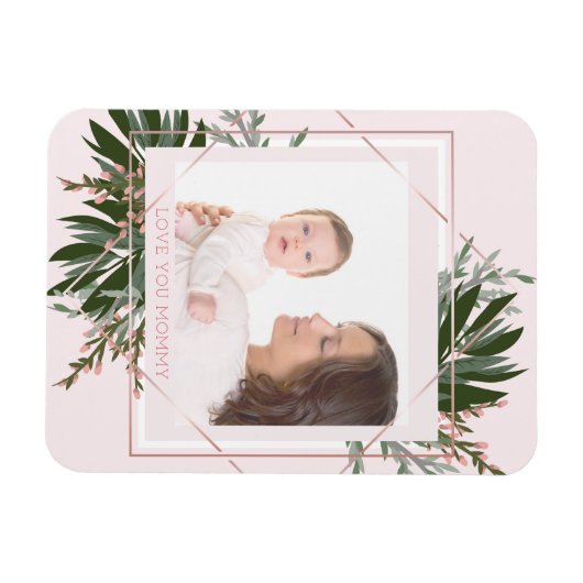 Moederdag Roos Gold Floral Persoonlijke foto Magneet (Horizontaal)