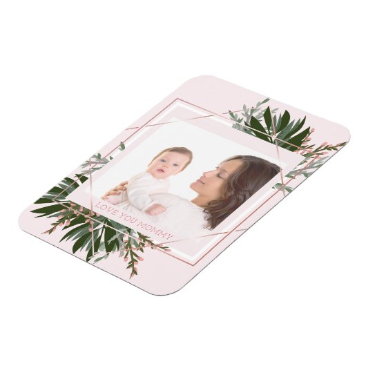 Moederdag Roos Gold Floral Persoonlijke foto Magneet (Linkerzijde)