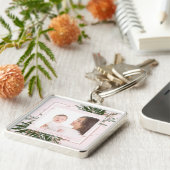 Moederdag Roos Gold Floral Persoonlijke foto Sleutelhanger (Zijkant)