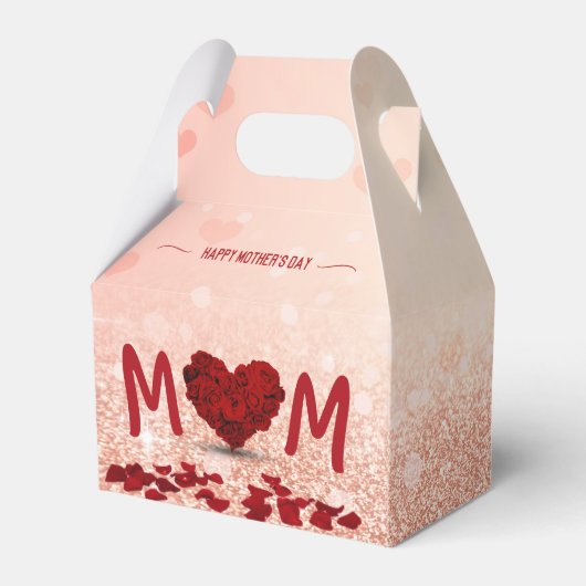 Moederdag Roos Hart Boeket - Favor Box Gable Bedankdoosjes (Achterkant)