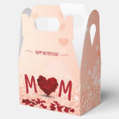 Moederdag Roos Hart Boeket - Favor Box Gable Bedankdoosjes (Geopend)