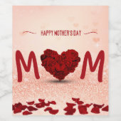 Moederdag Roos Hart Boeket - Wijnlabel Wijn Etiket (Enkel label)