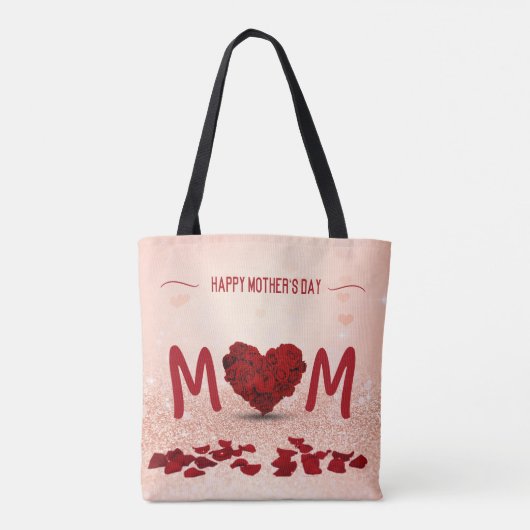 Moederdag Roos Heart Bouquet - Canvas tas (Achterkant)