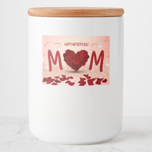 Moederdag Roos Heart Bouquet - Etiket voor voeding (Voorkant)