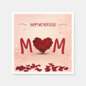 Moederdag Roos Heart Bouquet - Papier Napkin Servet (Voorkant)