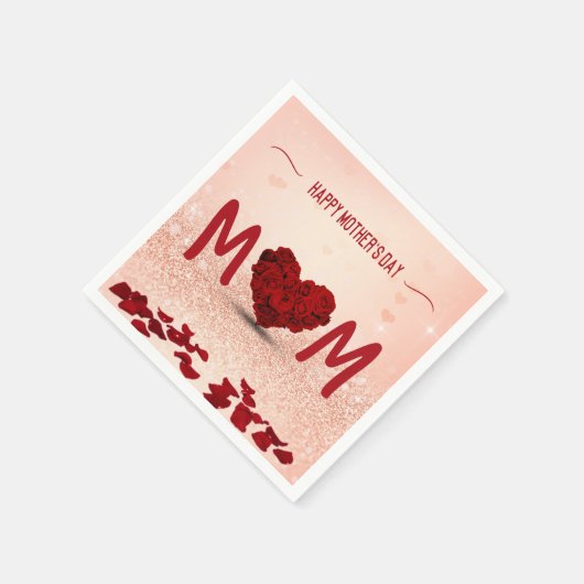 Moederdag Roos Heart Bouquet - Papier Napkin Servet (Hoek)