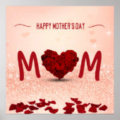 Moederdag Roos Heart Bouquet - Poster print (Voorkant)