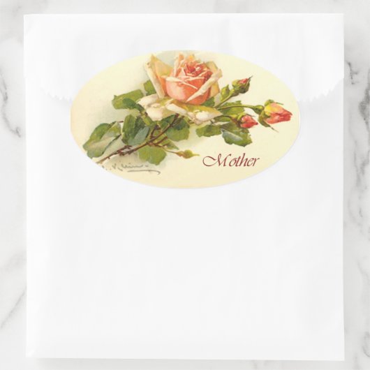 Moederdag Roos Ovale Sticker (Tas)