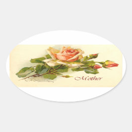 Moederdag Roos Ovale Sticker