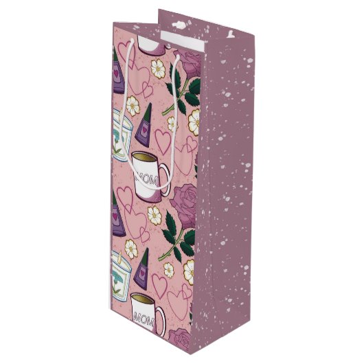 Moederdag Roos Wijn Cadeautas (Voorkant Gekanteld)