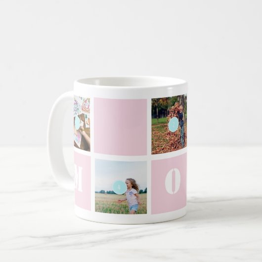 Moederdag Roze 5 Foto's Mok van de Moeder Collage (Voorkant links)