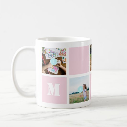 Moederdag Roze 5 Foto's Mok van de Moeder Collage (Links)