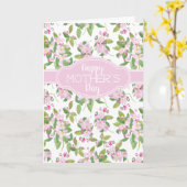 Moederdag Roze appelbloesem op wit Kaart (Gele Bloem)