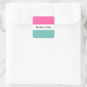 MOEDERDAG Roze Aqua Wit Polka Dots Stripes Vierkante Sticker (Tas)