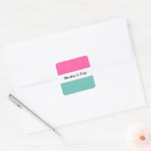 MOEDERDAG Roze Aqua Wit Polka Dots Stripes Vierkante Sticker (Envelop)