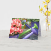 Moederdag-roze bedelonia in een drenkje kaart (Gele Bloem)