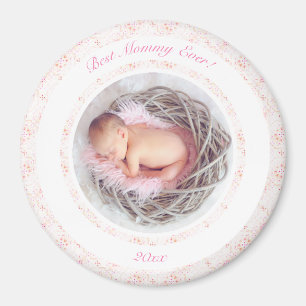 Moederdag Roze Beste Mama Ooit Baby Fotocadeau Magneet
