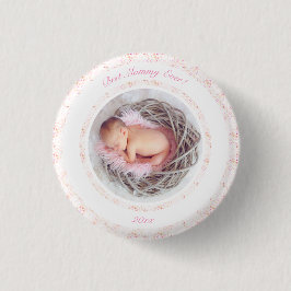 Moederdag Roze Beste mama ooit Baby Fotocadeau Ronde Button 3,2 Cm