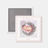 Moederdag roze beste mama ooit foto cadeau magneet (Voorkant / Achterkant)