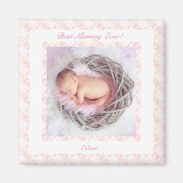 Moederdag roze beste mama ooit foto cadeau magneet